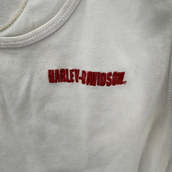 Harley-Davidson White Cotton Tank Top Men XL Embroidered Logo Front & Logo Patch - Picture 2 of 7